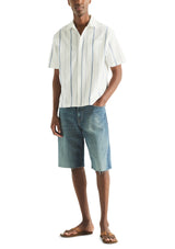 Nautica Mens Vertical Stripe Short Sleeve Button Down Shirt