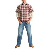 Nautica Mens Cotton Tencel Plaid Short Sleeve Shirt