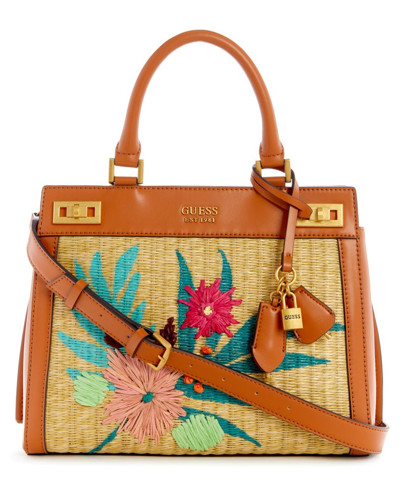 GUESS Katey Straw Luxury Satchel Handbag
