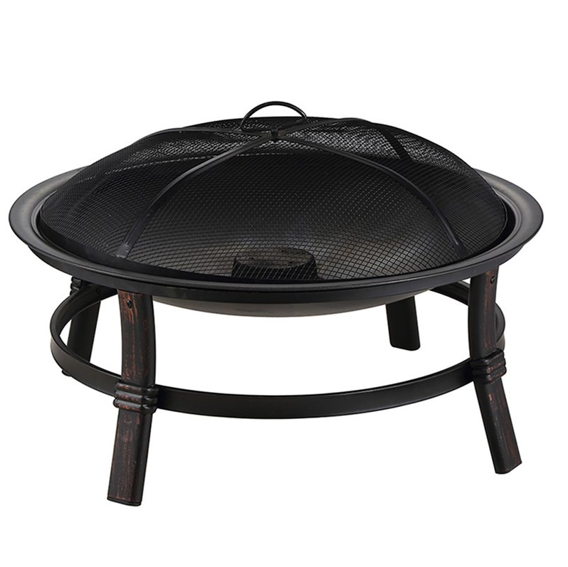 Mr. Bar-B-Q Round Brushed Copper Wood Burning Outdoor Fire Pit