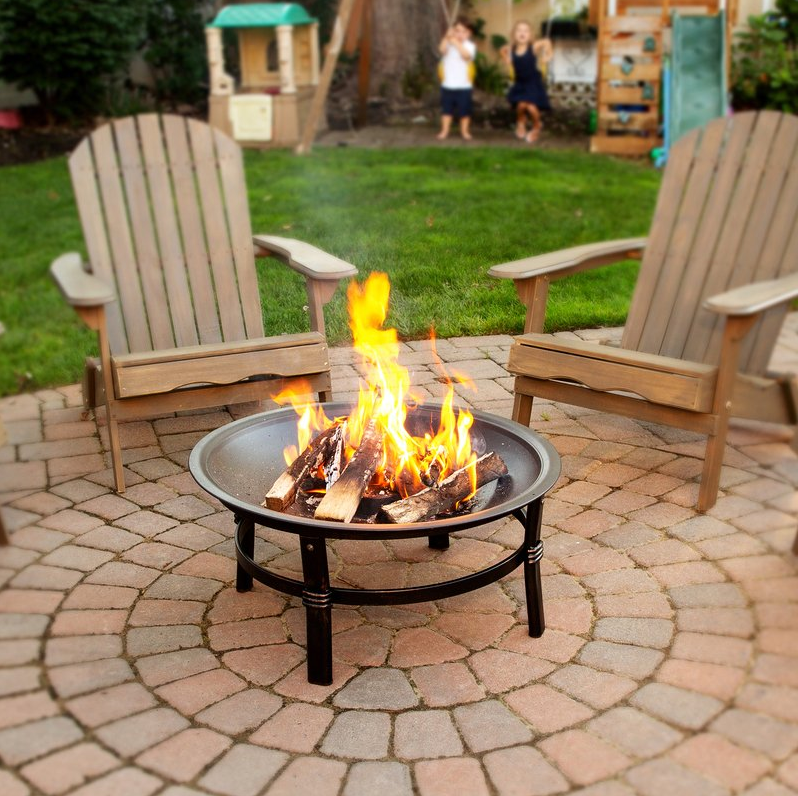 Mr. Bar-B-Q Round Brushed Copper Wood Burning Outdoor Fire Pit