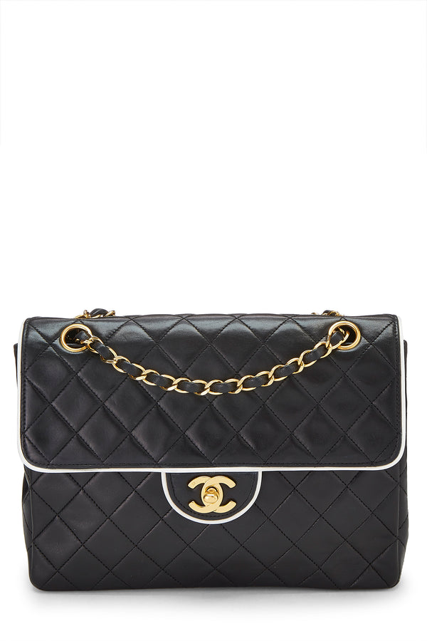 Chanel Lambskin Piped Half Flap Mini Crossbody Handbag