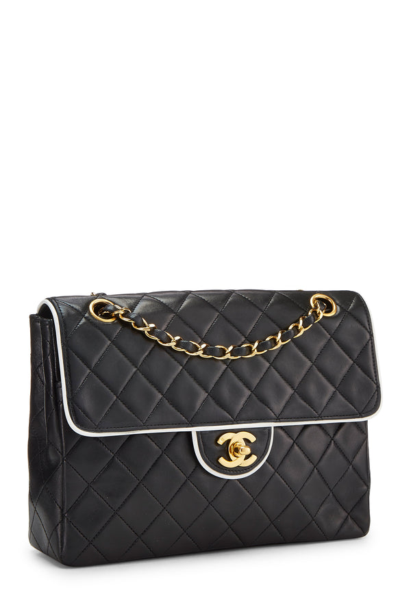 Chanel Lambskin Piped Half Flap Mini Crossbody Handbag