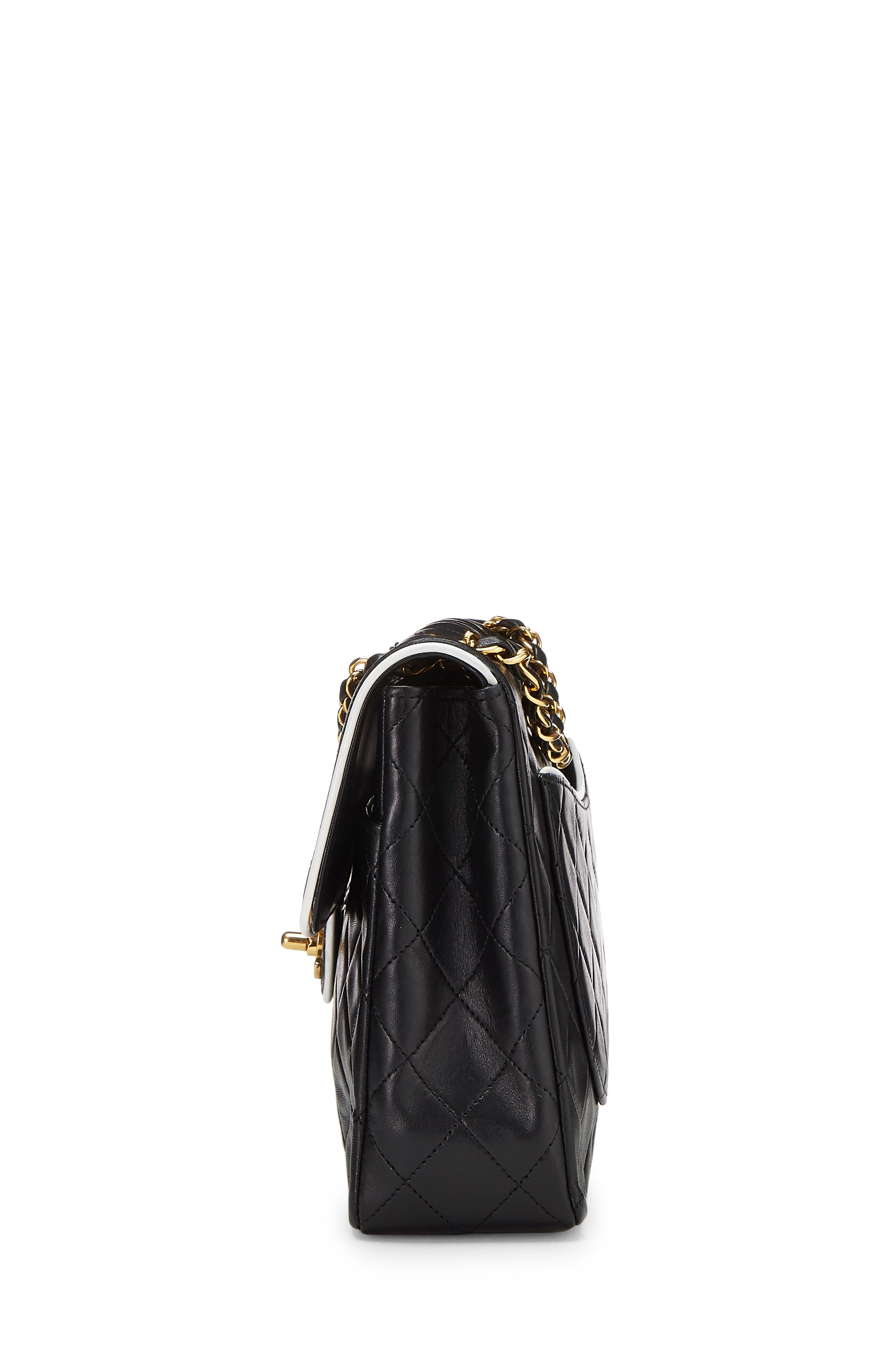 Chanel Lambskin Piped Half Flap Mini Crossbody Handbag