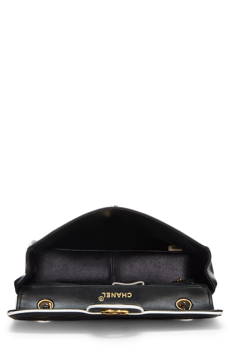 Chanel Lambskin Piped Half Flap Mini Crossbody Handbag