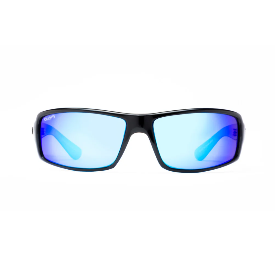 Calcutta Whitehaven Shiny Black Frames - Blue Mirror Lens - Polarized Sunglasses