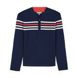 IZOD Womens Zoey Striped 1/4 Zip Knit Pullover Sweatshirt