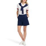 IZOD Womens Raquel Pointelle Short Sleeve Polo Sweater