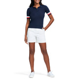 IZOD Womens Raquel Pointelle Short Sleeve Polo Sweater