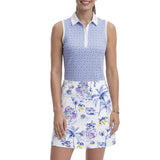 IZOD Womens Ally Printed Sleeveless Polo Shirt
