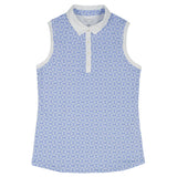 IZOD Womens Ally Printed Sleeveless Polo Shirt