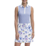 IZOD Womens Ally Printed Sleeveless Polo Shirt
