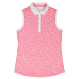 IZOD Womens Ally Printed Sleeveless Polo Shirt