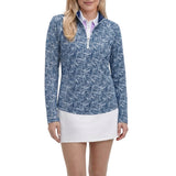 IZOD Womens Paloma Printed 1/4 Zip Pullover Sweatshirt