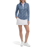 IZOD Womens Paloma Printed 1/4 Zip Pullover Sweatshirt