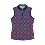 IZOD Womens Ally Printed Sleeveless Polo Shirt