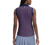 IZOD Womens Ally Printed Sleeveless Polo Shirt