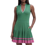 IZOD Womens Rally V-Neck Pleated Dress