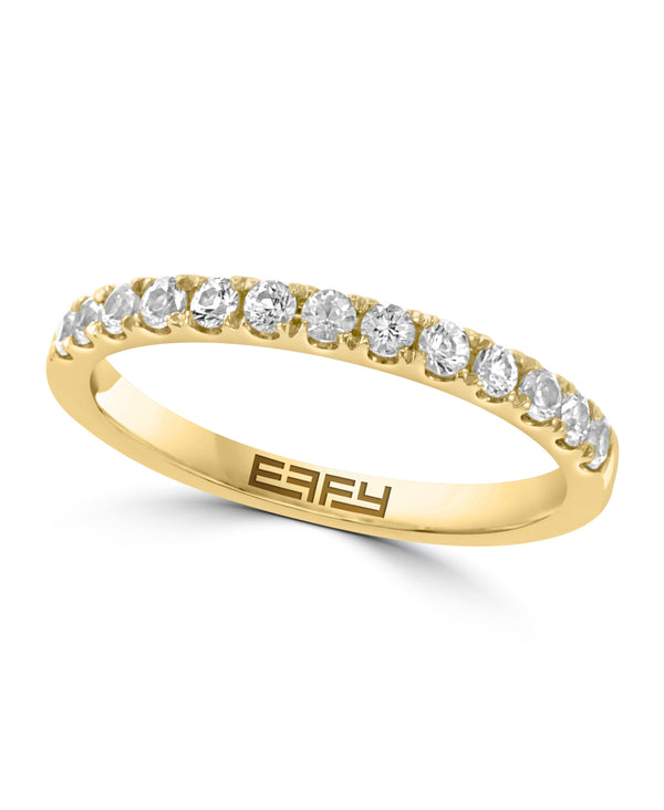 Effy 14K Yellow Gold White Sapphire Band Ring