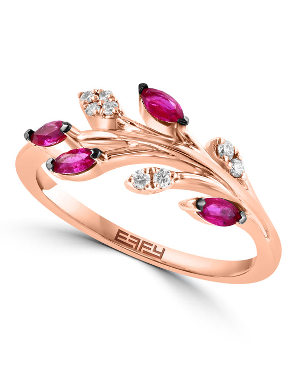 Effy 14K Rose Gold Ruby & Diamond Vine Ring