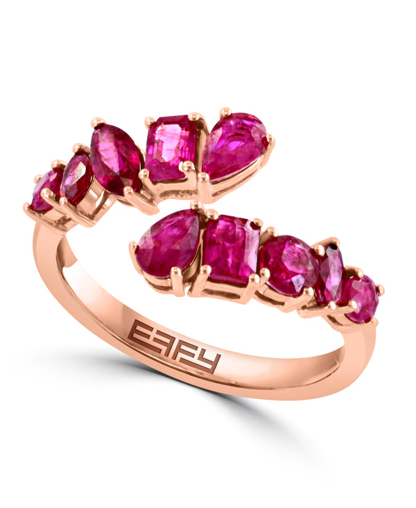 Effy Ruby Royale 14K Rose Gold Ruby Bypass Ring - Size 7