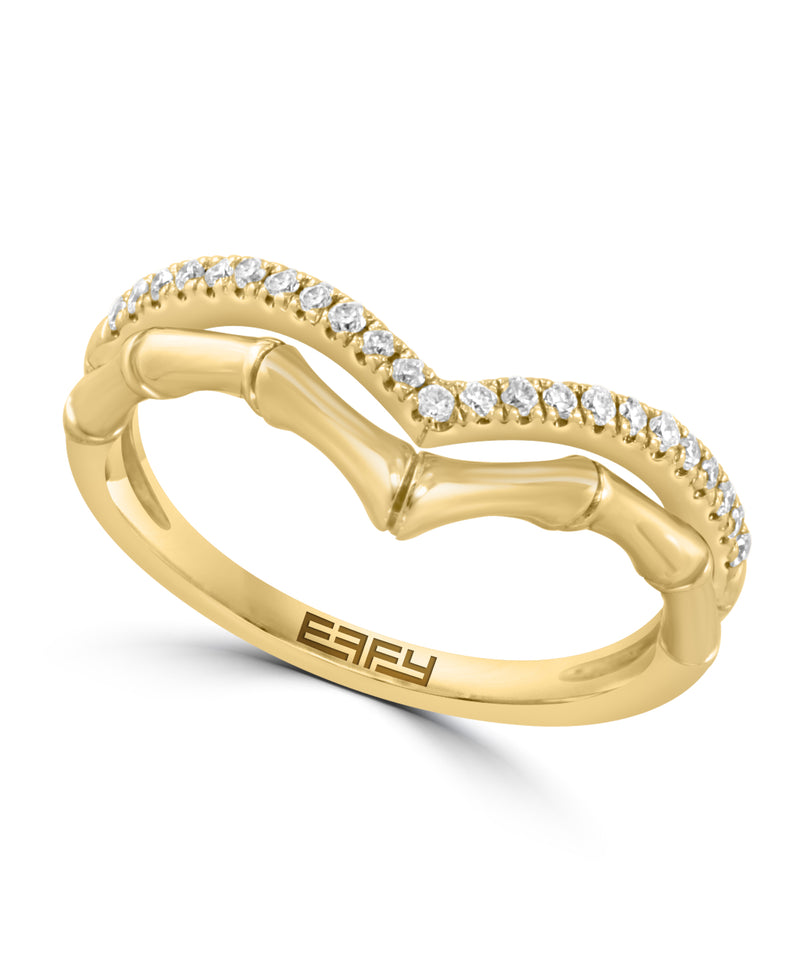 Effy D'oro 14K Yellow Gold Diamond Ring - Size 7