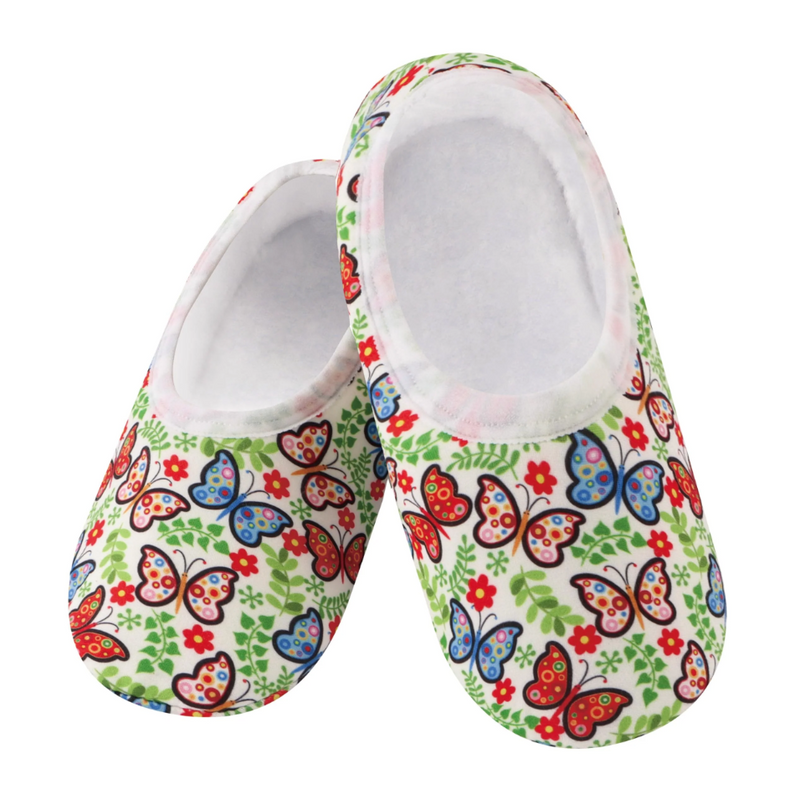 Snoozies Womens Dots and Butterflies Skinnies Slippers - Size Small