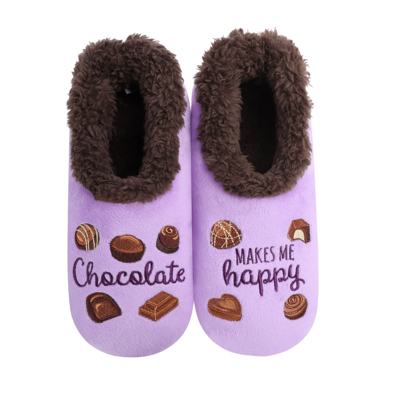 Snoozies Womens Chocolate Makes Me Happy Pairable Slipper