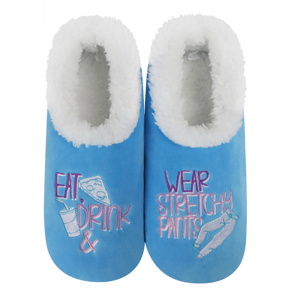 Snoozies Womens Eat, Drink, Wear Stretchy Pants Pairable Slippers