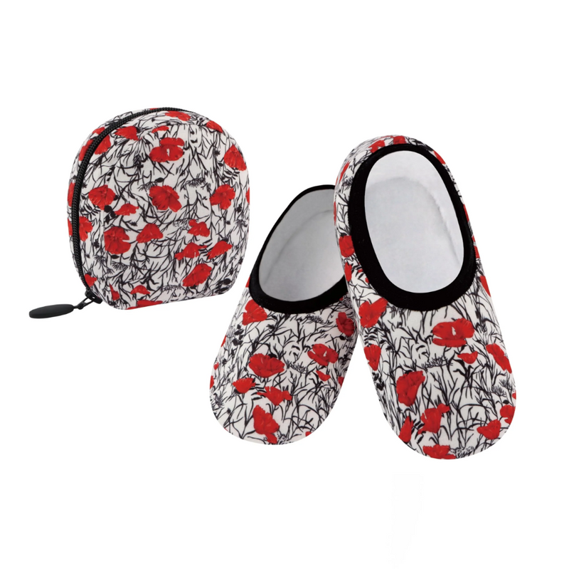Snoozies Womens Poppies Skinnies with Travel Pouch Slippers Size Med ShopCGX