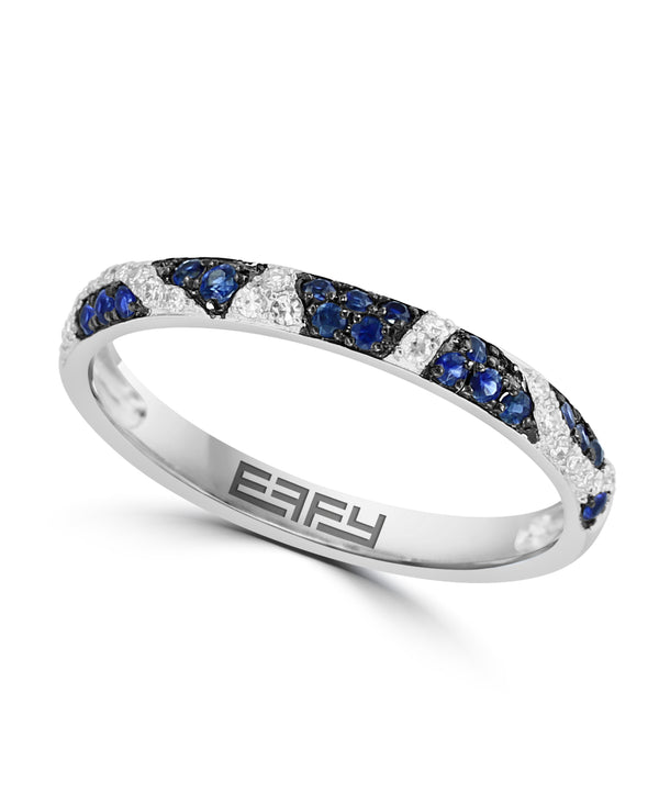 EFFY 14K White Gold Diamond Sapphire Ring - Size 7