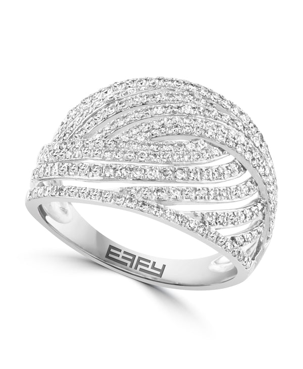 Effy 14K White Gold Diamond Swirl Ring