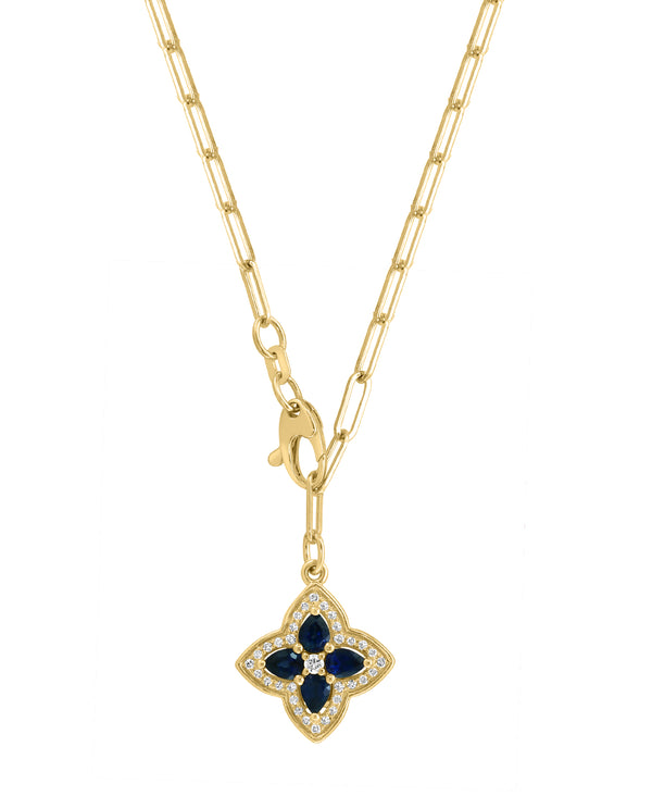 EFFY 14K Yellow Gold Diamond Saphire Pendant Necklace