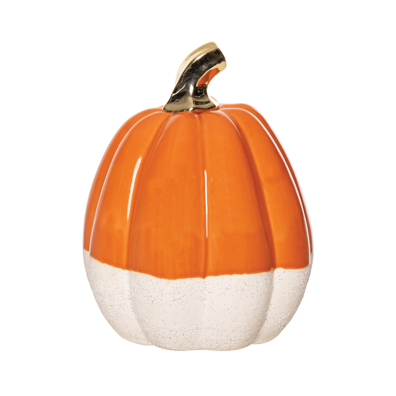 C&F Home Orange/White Narrow Pumpkin Figurine