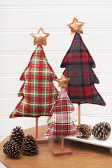 C&F Home 18" Green & Red Plaid Tree Figurine