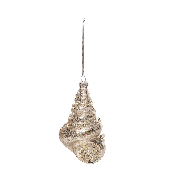 C&F Home Glass Gold Augur Shell Ornament