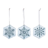 C&F Home Icy Snowflake Glass Ornaments - Set of 3