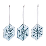 C&F Home Icy Snowflake Glass Ornaments - Set of 3