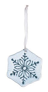 C&F Home Icy Snowflake Glass Ornaments - Set of 3