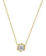 Effy 14K Two-Tone Diamond Floral Pendant Necklace