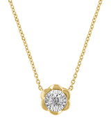 Effy 14K Two-Tone Diamond Floral Pendant Necklace