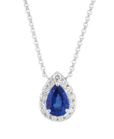Effy 14K White Gold Diamond & Sapphire Pendant Necklace