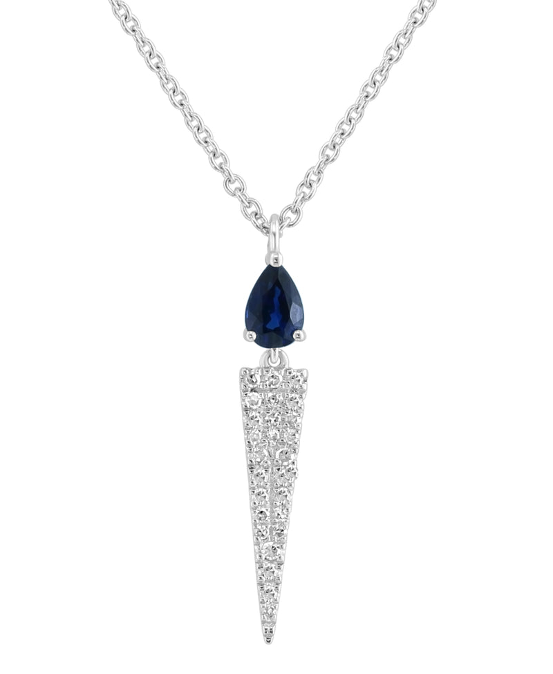 Effy 14K White Gold Sapphire & Diamond Pendant Necklace