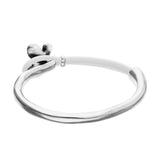 UNOde50 Semi-Rigid Silver & White Leather Butterfly Bracelet - Large