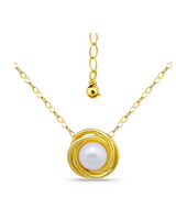 DesignsFMC 18k Gold Polish Love Knot Necklace & Pearl Earrings Set