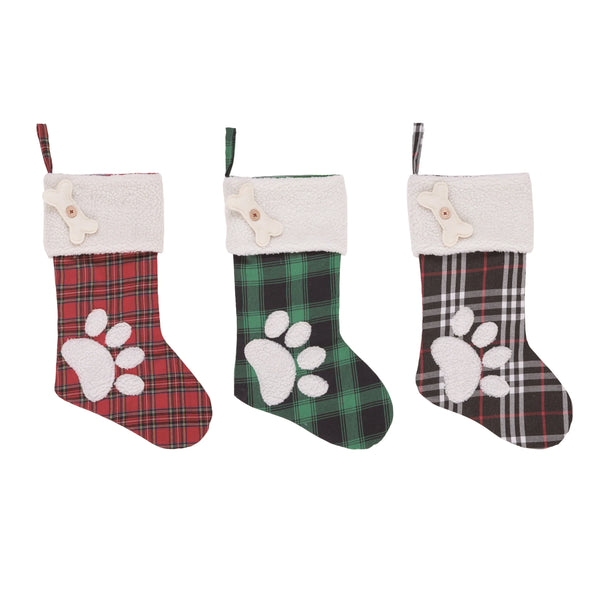 Transpac Plush Plaid Pet Stocking