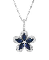 Effy 14K White Gold Diamond & Sapphire Pendant Necklace
