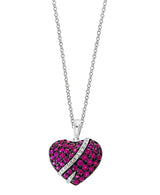 Effy 14K White Gold Ruby & Diamond Heart Pendant Necklace
