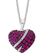 Effy 14K White Gold Ruby & Diamond Heart Pendant Necklace