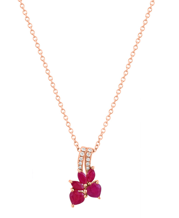 Effy 14K Rose Gold Ruby & Diamond Pendant Necklace